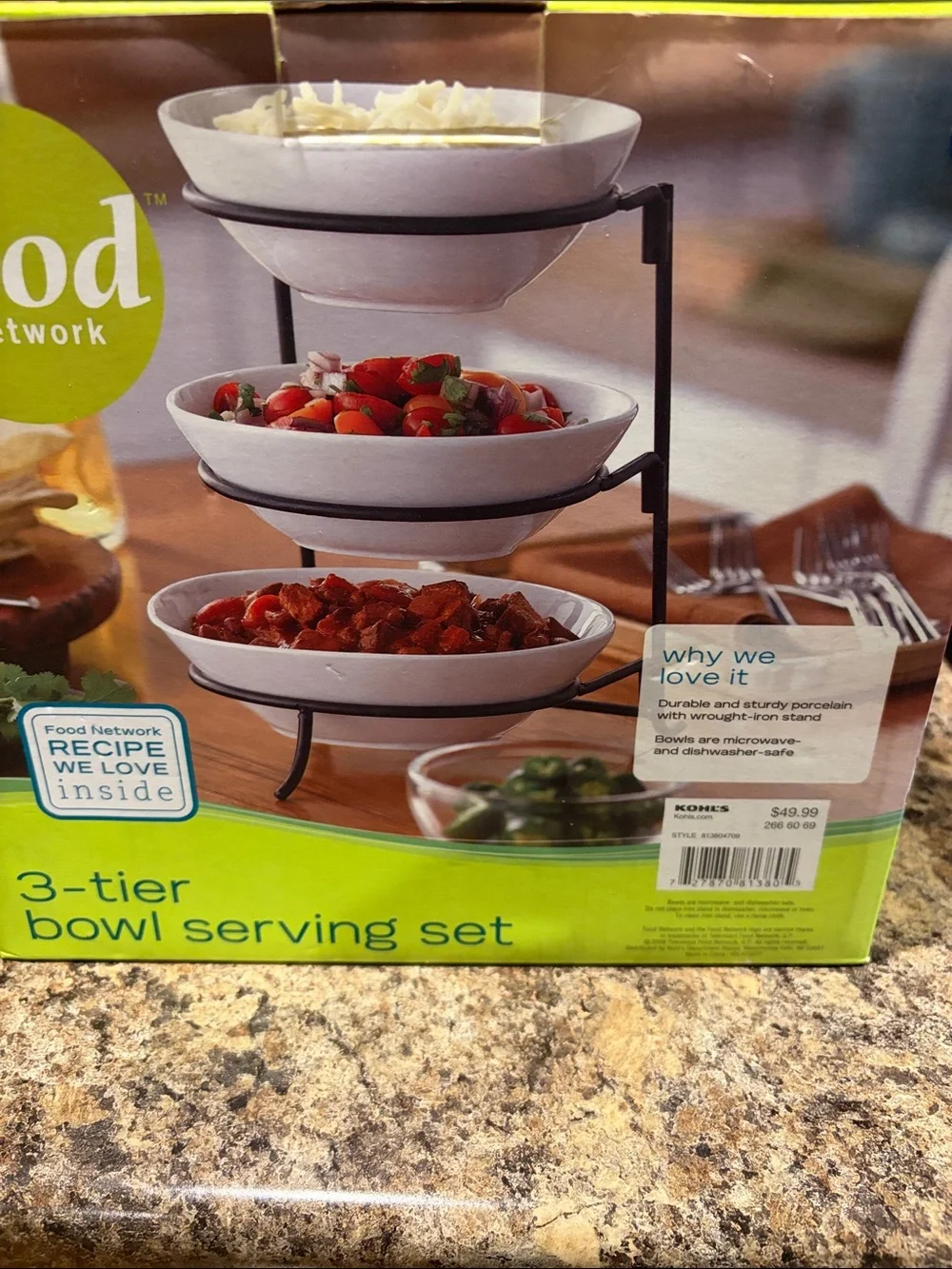 NWT Food Network White 3-Tier Bowl Serving Set